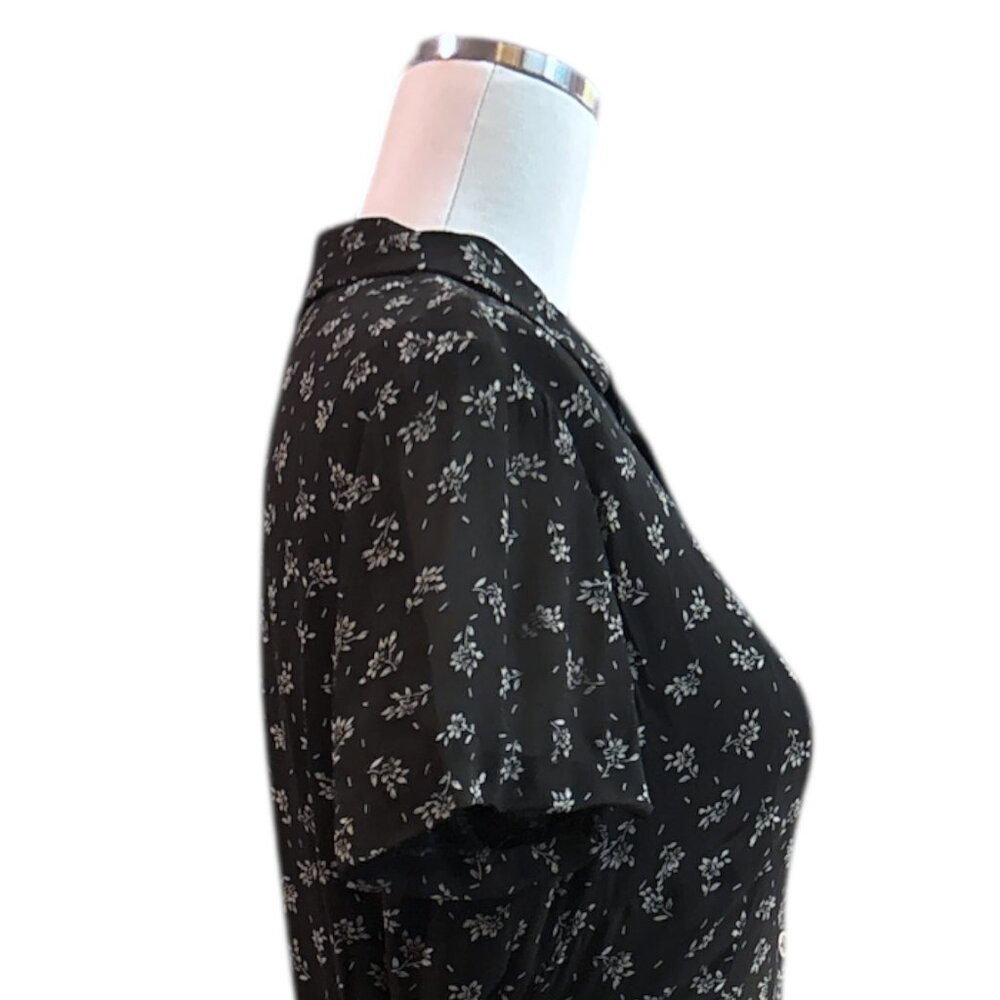 Vtg Dark Academia Ditzy Floral Maxi Dress Sz 8 Button Front Collared Cottagecore - Picture 10 of 15